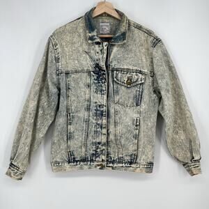 Vintage 80s Acid Wash Denim Trucker Jacket Mens Small Andre Sport International